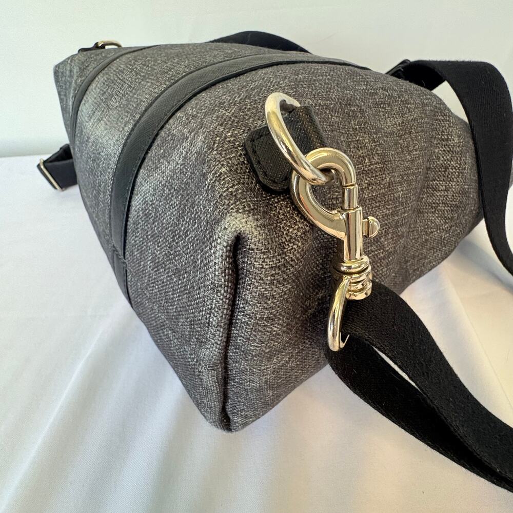 Henry Bendel Jetsetter Convertible Backpack Gray Canvas & Black Leather Trim - Picture 8 of 16